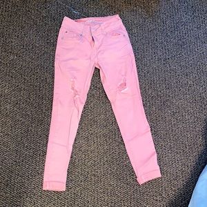 Pink distressed pants